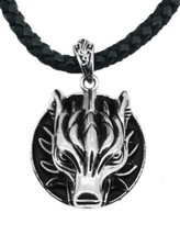 NIP Howling Wolf Black Braided Leather Necklace  - £9.45 GBP