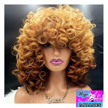 Jill Scott&quot; heat resistant curly bob wig, Glueless Wig, Full Cap Wine Co... - £58.13 GBP