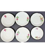 Saucers White With Pink Florals set Of 6 Japan 4 1/4&quot; to 5 1/4&quot; Vintage - $11.99