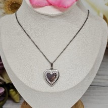 Marathon Co Sterling Silver 925 Crystal Heart Book Locket Chain Necklace - £47.91 GBP