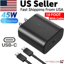 45W USB-C Super Fast Wall Charger 10FT Cable for Samsung Galaxy S20 S21 S22 S23 - £10.79 GBP