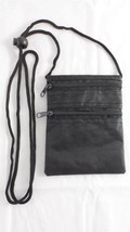 NEW Black Travel Neck Wallet with 2 Zippered Compartments &amp; Back Side ID Holder - $6.92