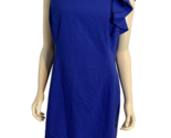 Calvin Klein Women's Sleeveless Pencil Dress w/ Ruffled Shoulder Blue Sz 14 - $23.74