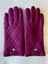 Coach Women&#39;s Pink Quilted Leather Gloves Bow Heart Charm - $51.23