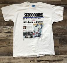 Colorado Avalanche Vintage T-shirt SCOOOOOORE! NHL Back Denver White Siz... - £39.56 GBP
