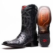ALABAMA Genuine Ostrich Skin Cowboy Boot from the Western Collection Black image 2