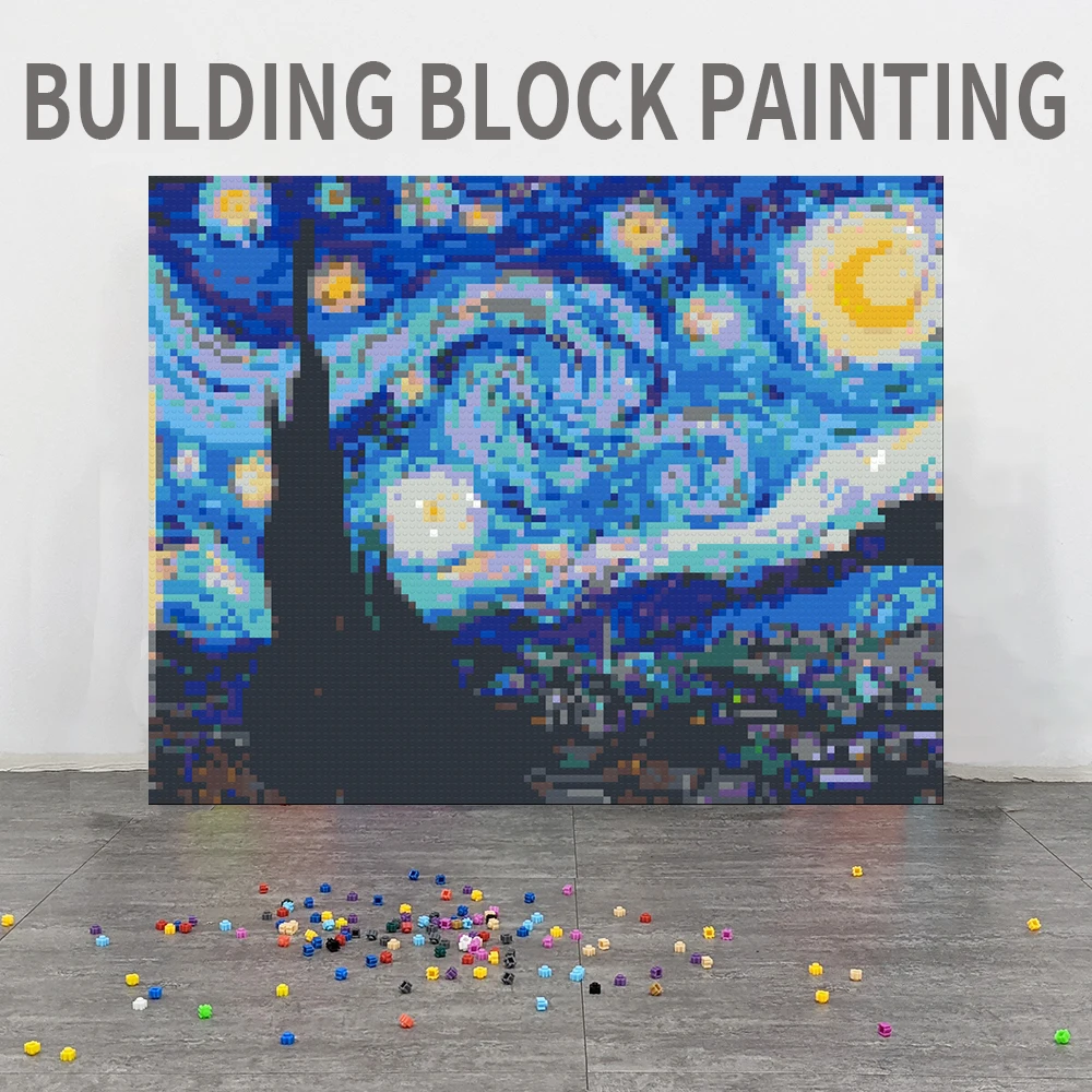 Mosaic Painting Vincent Van Gogh The Starry Night Building Blocks Art Painting - £69.59 GBP+