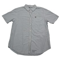 Hurley Shirt Mens XL Blue White Check Pattern Button Up Summer Short Sleeve - £14.72 GBP