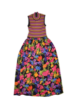 Vintage 70s Floral Dress Womens S Maxi Striped Stretch Sleeveless Trevir... - £53.37 GBP