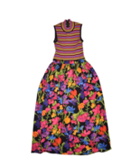 Vintage 70s Floral Dress Womens S Maxi Striped Stretch Sleeveless Trevir... - £50.39 GBP