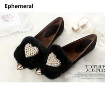 Women Winter Shoes Plus Size E34-48 Pointed Toe Flats Rabbit Hair Warm Loafers C - £41.44 GBP
