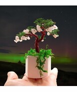 Pink quartz Bonsai Wire Tree sculpture, Copper Wire Home decor - $46.34 CAD