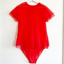 Vtg Hollywood Vassarette Red Sheer Babydoll Button Duster Robe &amp; Panties Size 34 - £47.54 GBP