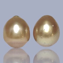 Unique A Pair 9.8 x 11.6mm 16 Carats Deep Gold Philippines South Sea Loose Pearl - $74.05