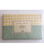Laura Ashley Home Yellow Green Plaid Full Flat Sheet Wild Roses Collecti... - $63.18 CAD