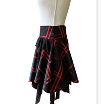 Skirt Size 2 Red Black Plaid Party Goth Asymmetric Hem Tulle Holiday - $26.72