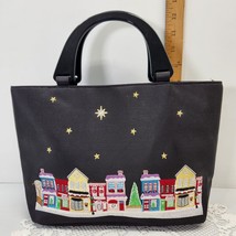 Kim Rogers Embroidered Holiday Bag Purse North Star Christmas Village to... - £19.01 GBP