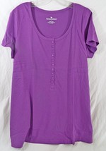 Henley Shirt in Purple Short Sleeves Scoop Neck Short Sleeves - £10.90 GBP