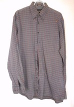 Bill Blass 100% cotton  Sz LT Blue grey red  long sleeve checked Shirt - $297.41 MXN