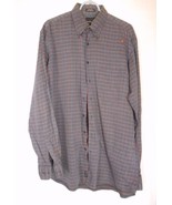 Bill Blass 100% cotton  Sz LT Blue grey red  long sleeve checked Shirt - $15.99