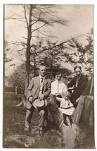 RPPC Postcard Group of Men With Child Early 20th Century Dated 1913 - £2.35 GBP