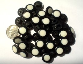 Lot 42 Small Plastic Black &amp; White Buttons 3/8 inch Shank New NOS - £6.38 GBP