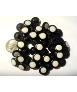 Lot 42 Small Plastic Black &amp; White Buttons 3/8 inch Shank New NOS - £6.31 GBP