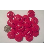 Lot 20 Plastic Red Buttons 1 1/4 Inch 2 Hole New NOS - £5.57 GBP