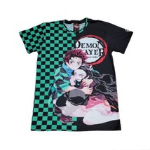 Tanjiro Kamado Demon Slayer Anime T Shirt Mens Size Medium Black Green - £10.89 GBP