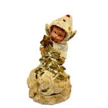 Vintage Resin Christmas Angel with Tree and Puppy Figurine 2.75 x 2.25 x 2&quot; - £12.44 GBP