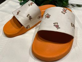Coach Udele Sport Slides Teddy Bear Pool Sandals Orange Rubber C6965 size 9 - £28.84 GBP