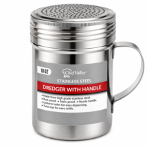 Stainless Steel Flour Sugar Shaker Dredge 10oz Powder Dispenser Handle - $10.88