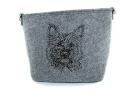 Cairn Terrier, Felt, gray bag, Shoulder bag with dog, Handbag, Pouch - $39.99
