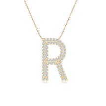 ANGARA Lab-Grown 0.28Ct Diamond Capital &quot;R&quot; Initial Pendant Necklace in 14K Gold - £532.64 GBP