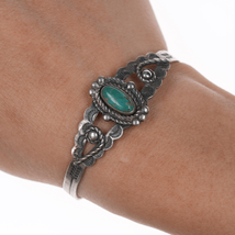 5.75&quot; c1960&#39;s Bell Trading post sterling and turquoise cuff bracelet - $94.05