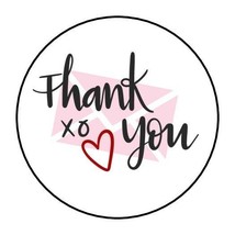 30 Thank You Hugs &amp; Kisses Envelope Seals Labels Stickers 1.5&quot; Round Heart Gifts - £5.92 GBP