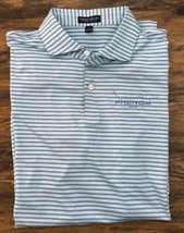 Peter Millar Crown Crafted Golf Polo Shirt Mens Large Blue Striped Phenom Yachts - £23.64 GBP