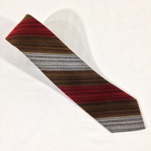 Focus 100% Polyester Tie Men&#39;s Brown Red Silver Stripe Design  54&quot;inches... - £5.44 GBP