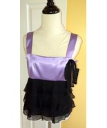 John Paul Richard UNIFORM Lavender/Tiered Black Silk Camisole Tank Top (... - $14.60