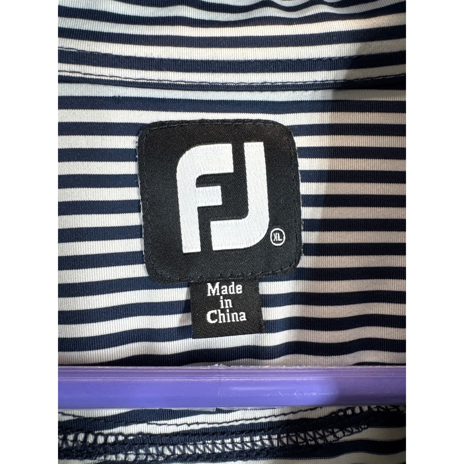 FootJoy Mens Polo Shirt Black White Striped Monochrome Short Sleeve Golf XL Item image 5