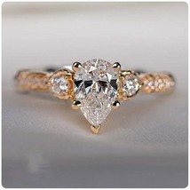 2 Ct Pear Cut Moissanite Solitaire Engagement Two Tone Ring 925 Sterling Silver - £82.77 GBP