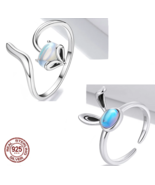 Authentic 925 Sterling Silver Sly Fox/Bunny Adjustable Moonstone Ring (S... - £32.79 GBP