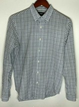 Theory Mens Gray/White Checkered Long Sleeve Collar Dress Shirt Size XS - $20.90