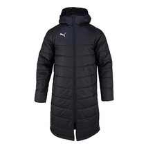 Puma Liga Sideline Bench Men&#39;s Long Jacket Coat Black Asian Fit NWT 6552... - £113.20 GBP