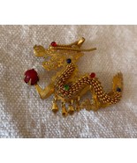 ⭕⭕VTG, brooch, brooch, brooch, vintage, metal, métal, or height 5cm, dragão - $11.88