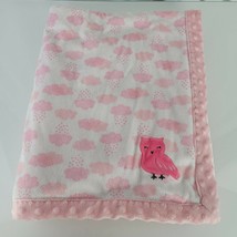 Carters OWL Baby Blanket Pink Clouds Rain Child Of Mine Velour Sherpa 30x40 - $29.69
