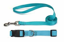 MPP Nylon Solid Color Dog Collar and Lead 2 Piece Sets Durable Adjustable Select - £12.68 GBP+