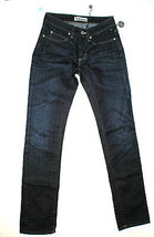 New NWT Womens 25 X 32 Designer Acne Jeans Dark Blue Skinny Cotton Nice Logo Pat - £61.25 GBP