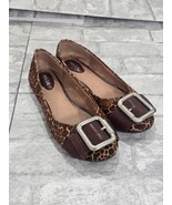 Fossil Buckle Brown Giraffe Print Calf Hair Slip On Flat Shoe Size 6/7 - $34.17 CAD