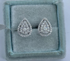 1.50Ct Round Cut Lab-Created Diamond Pear Stud Earrings 14K White Gold Plated - £97.13 GBP